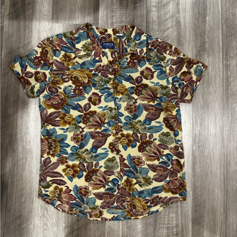 Liz Claiborne Multicolor Floral Button Down Shirt